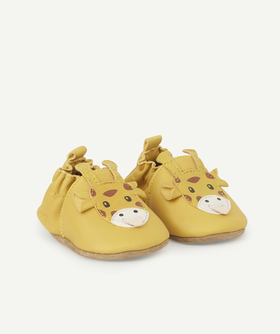 All accessories radius - BABY'S GIRAFFE SLIPPERS IN YELLOW LEATHER