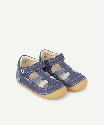 KICKERS ® radius - KICKERS® - LEATHER FIRST STEPS SANDALS IN SHADES OF BLUE