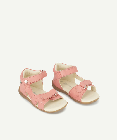 Shoes, booties radius - KICKERS® - PINK LEATHER SANDALS WITH HOOK AND LOOP FASTENERS