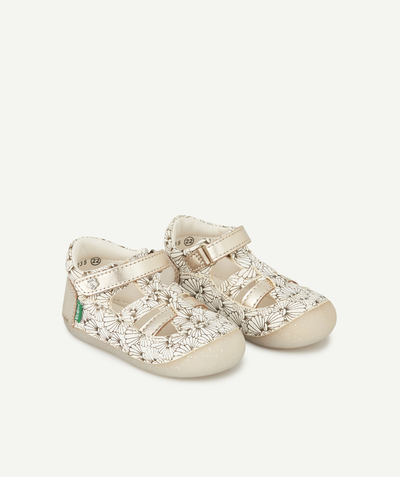 Shoes, booties radius - KICKERS® - BABY GIRLS' SHELL PRINT LEATHER SANDALS