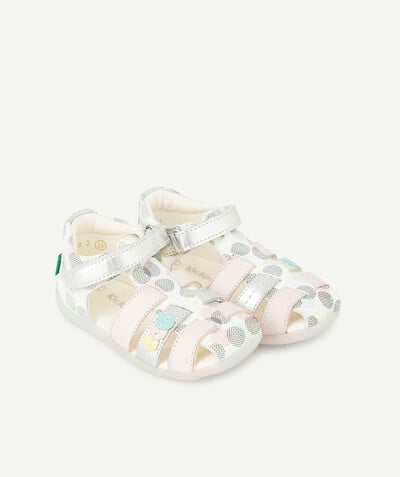 Baby-girl radius - KICKERS® ® FIRST STEPS SANDALS IN WHITE AND COLOURED LEATHER
