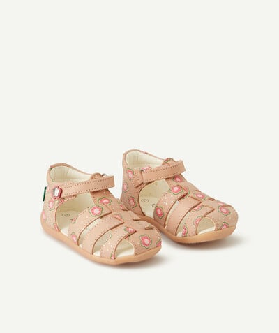 Shoes, booties radius - KICKERS® - PALE PINK AND FLORAL LEATHER SANDALS