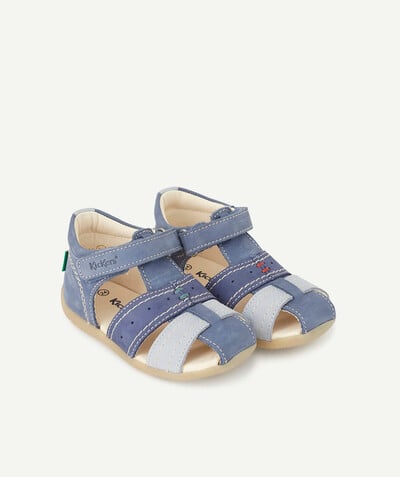 Baby-girl radius - KICKERS® - TWO-STRAP FIRST STEPS SANDALS IN SHADES OF BLUE LEATHER