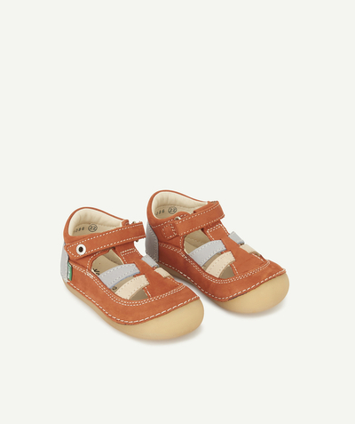 Shoes, booties radius - KICKERS® - RUST. GREY AND BEIGE LEATHER SANDALS