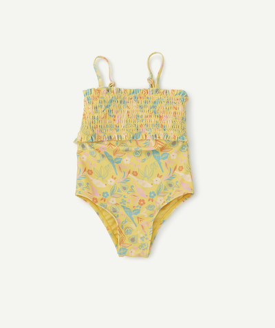 Outlet radius - ONE-PIECE YELLOW FLORAL SWIMSUIT IN RECYCLED FIBRES