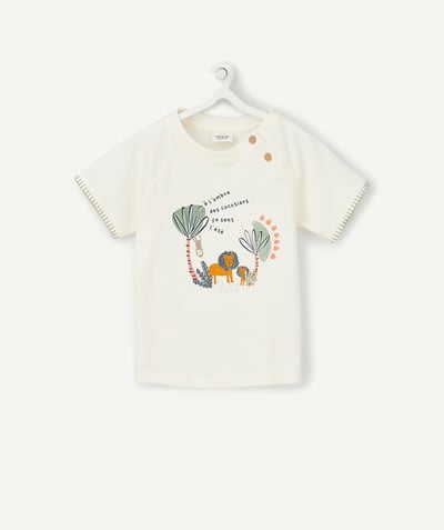 T-shirt Rayon - LE T-SHIRT ÉCRU EN COTON BIOLOGIQUE AVEC LIONS ET MESSAGE