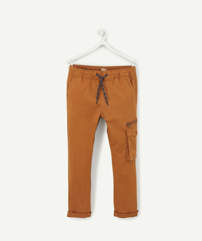 BOTTOMS radius - SLIM CAMEL TROUSERS WITH POCKETS