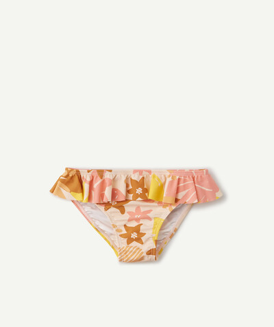 Swimwear Tao Categories - TROPICAL YELLOW AND PINK PRINT SWIMMING PANTS IN RECYCLED FIBRES