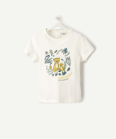 T-shirt Rayon - LE T-SHIRT BLANC AVEC ANIMATION TIGRES EN COTON RECYCLÉ