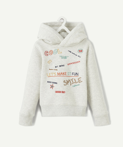 Boy radius - GREY JUMPER IN RECYCLED COTTON WITH COLOURED MESSAGES