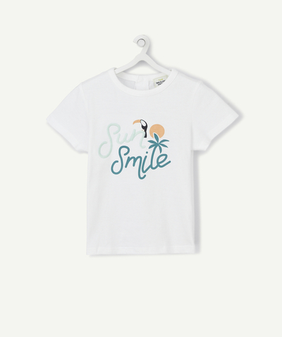 Baby-boy radius - WHITE T-SHIRT IN ORGANIC COTTON WITH A COLOURED MESSAGE