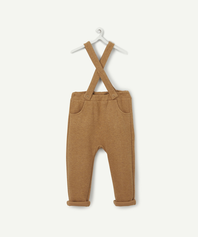 Party outfits Tao Categories - BABY BOYS' CAMEL COTTON TROUSERS WITH BRACES