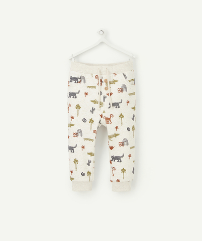 trouser Tao Categories - CREAM ANIMAL PRINT JOGGING PANTS IN RECYCLED FIBRES