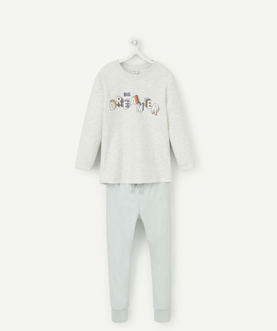 Outlet radius - BOYS' GREY AND BLUE RECYCLED FIBERS PYJAMAS WITH A BIG DREAMER MESSAGE