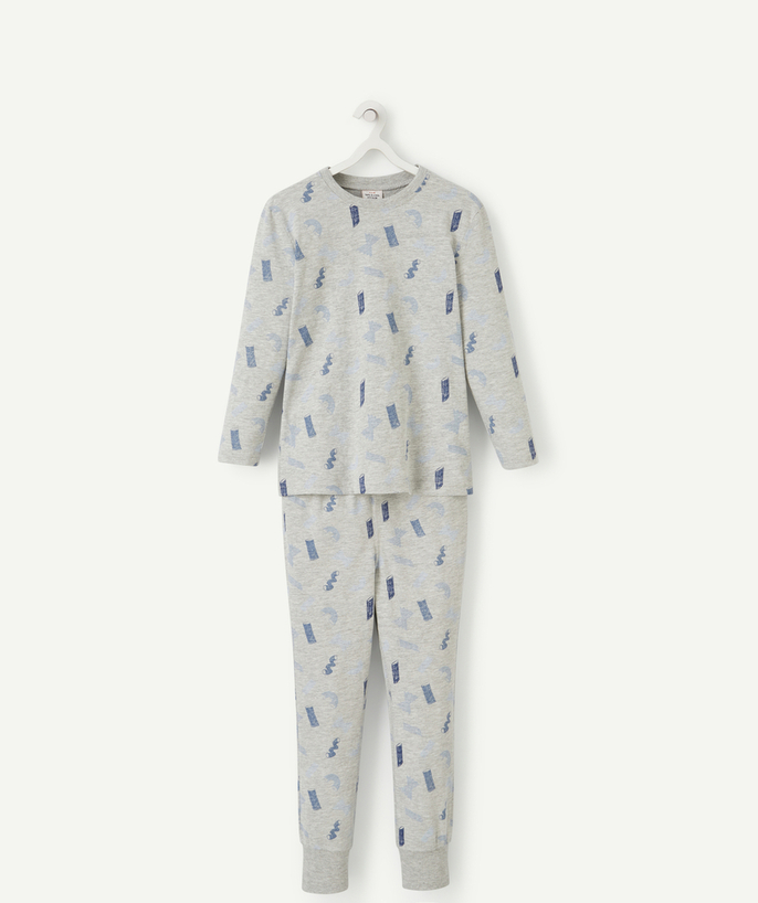 Pyjama Rayon - PYJAMA GARÇON EN COTON GRIS THÈME PASTA