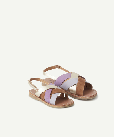 Girl radius - LEATHER SANDALS WITH COLOURED PLAITED STRAPS