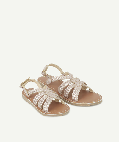 Sales radius - ROSE GOLD LEATHER SANDALS WITH PLAITED STRAPS