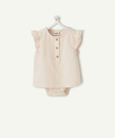 Tee-shirt - Brassière Rayon - LA BLOUSE BODY ROSE PÂLE EN COTON