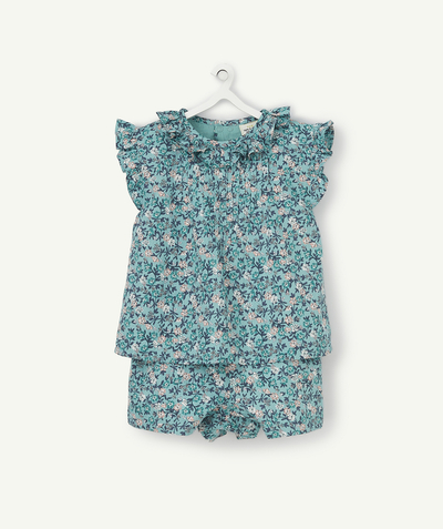 Special Occasion Collection radius - GREEN FLORAL PRINT COTTON PLAYSUIT