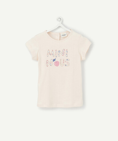 Baby-girl radius - PASTEL PINK T-SHIRT IN RECYCLED FIBRES WITH A MESSAGE