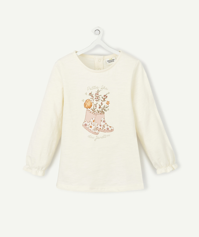 Low prices radius - CREAM T-SHIRT WITH A FLOWER-PATTERNED BOOT DESIGN