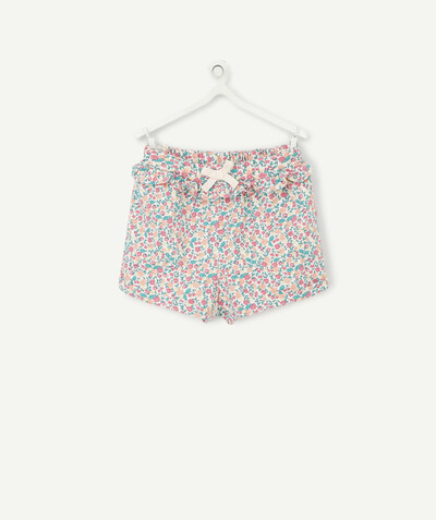 Low prices radius - FLOWER-PATTERNED ORGANIC COTTON SHORTS WITH FRILLS