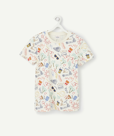 Boy radius - CREAM PATTERNED T-SHIRT IN RECYCLED FIBRES