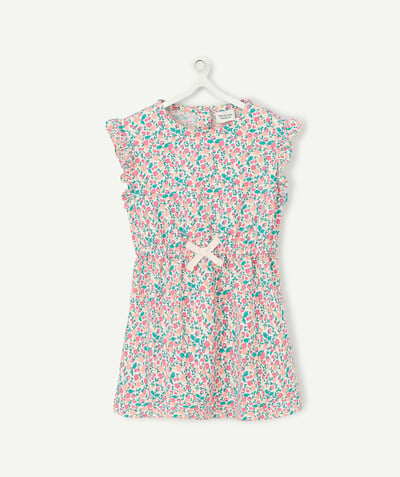 Baby-girl radius - FLORAL DRESS WITH FRILLY SLEEVES IN ORGANIC COTTON