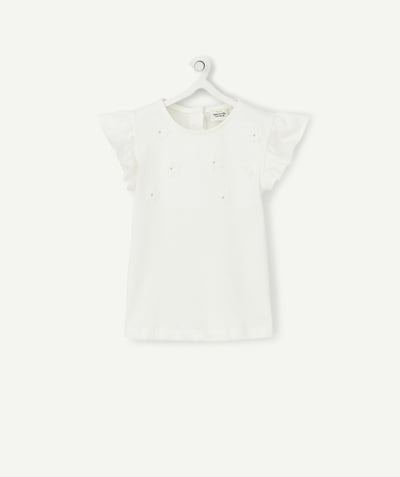 Basics radius - WHITE T-SHIRT IN ORGANIC COTTON WITH FLOWERS IN RELIEF