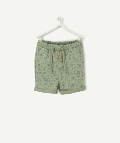Shorts - Bermuda shorts family - SHORTS IN GREEN COTTON WITH A SAVANNAH PRINT
