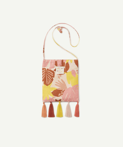 Private sales radius - TROPICAL PRINT FABRIC BAG WITH POMPOMS
