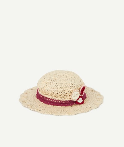 Private sales radius - STRAW HAT WITH A HAT BAND AND EMBROIDERED FLOWERS