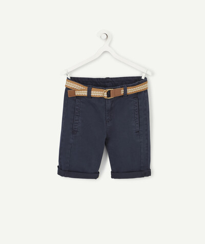 New In radius - NAVY CHINO SHORTS WITH A CAMEL BELT