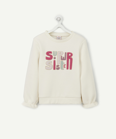 90' trends radius - GIRLS' SWEATSHIRT IN WHITE RECYCLED COTTON WITH A MESSAGE