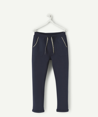 Comfy outfits radius - GIRLS' JOGGING PANTS IN NAVY BLUE AND GOLD RECYCLED FIBERS