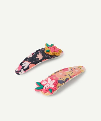 Low prices  radius - SET OF TWO PRINTED HAIR CLIPS WITH FLOWERS IN RUBBER