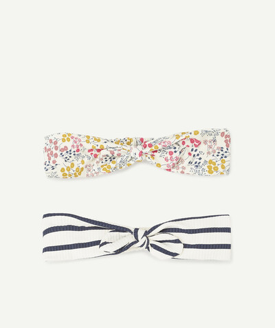 Girl radius - SET OF TWO STRIPED AND FLOWER-PATTERNED HAIRBANDS