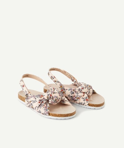 Girl radius - PALE PINK AND FLOWER-PATTERNED SANDALS WITH A BOW