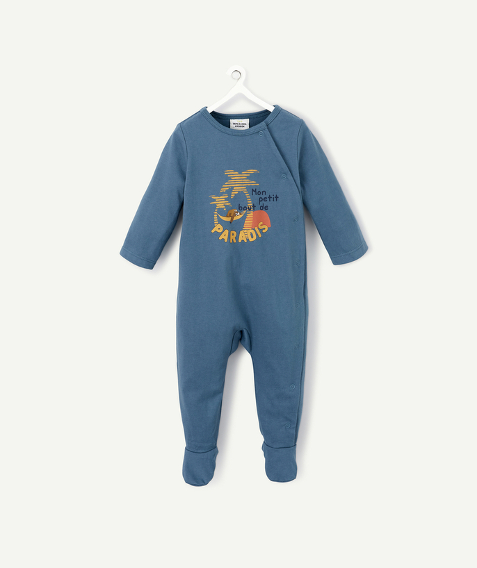 New In radius - DUCK EGG BLUE ORGANIC COTTON SLEEP SUIT WITH A MESSAGE