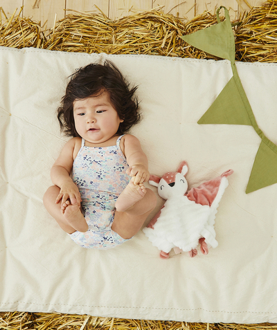 Essentials : 50% off 2nd item* family - SET OF THREE PLAIN AND FLOWER-PATTERNED ORGANIC COTTON BODIES WITH SHOULDER STRAPS