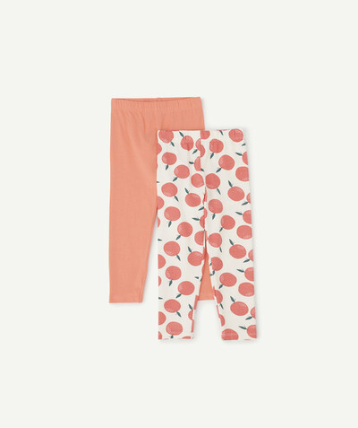 Low prices  radius - PACK OF TWO PAIRS OF PLAIN AND FRUIT PRINT LEGGINGS IN ORGANIC COTTON