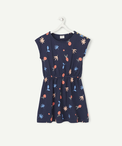 Dress Tao Categories - NAVY DRESS WITH A COLOURFUL ALLOVER DESIGN