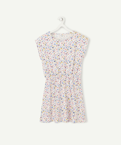 SETS radius - WHITE DRESS WITH A PINK AND BLUE FLORAL PRINT