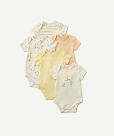 All collection radius - PACK OF FIVE PASTEL BODYSUITS IN ORGANIC COTTON