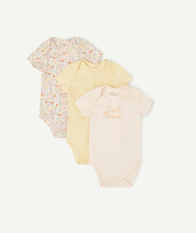 Private sales radius - PACK OF THREE COLOURED PLAIN AND PRINTED BODIES IN ORGANIC COTTON