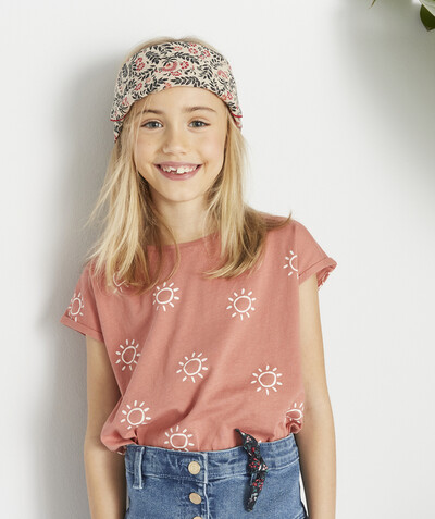 Girl radius - GENEROUSLY CUT T-SHIRT IN RECYCLED FIBRES WITH SUN DESIGNS