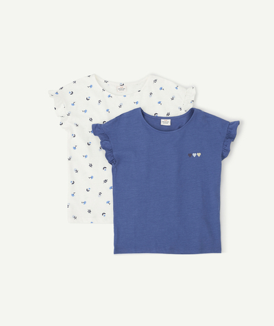 Girl radius - PACK OF TWO PLAIN PRINTED AND FRILLY T SHIRTS IN ORGANIC COTTON