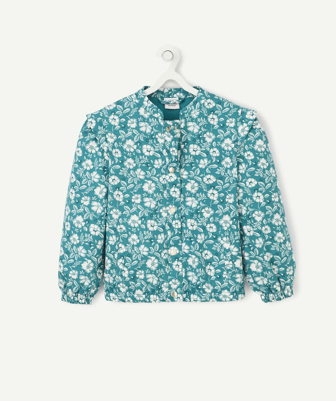 Original Days radius - GREEN FLORAL JACKET WITH FRILLS ON THE SHOULDERS