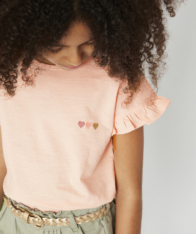 ECODESIGN radius - PINK T-SHIRT IN RECYCLED FIBRES WITH HEARTS AND FRILLS