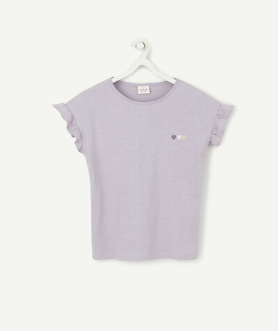 Girl radius - VIOLET T-SHIRT RECYCLED FIBRES WITH HEARTS AND FRILLS